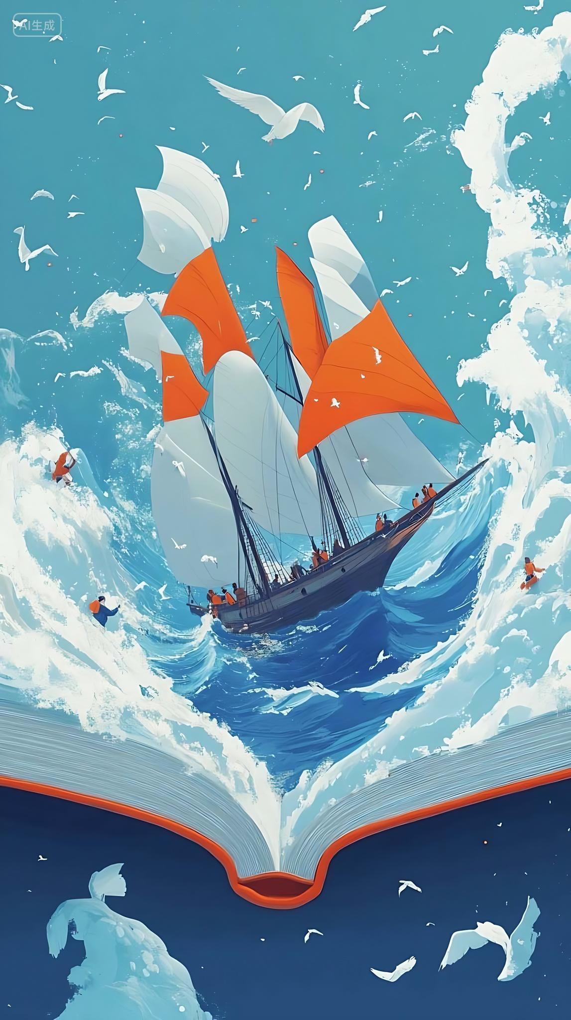 世界阅读日插画背景图片AI