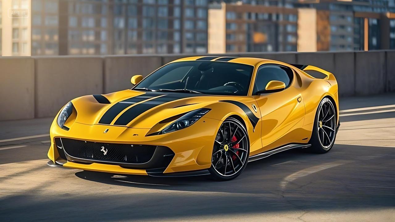 一辆黄色的法拉利跑车图片