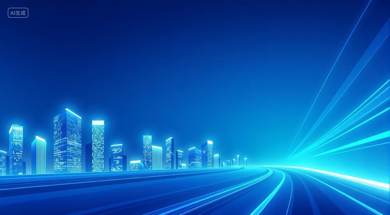 城市天际线未来感城市剪影摩天大楼抽象艺术科技感背景