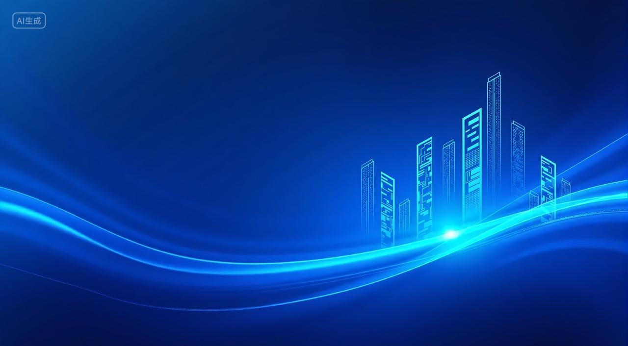 城市天际线未来感城市剪影摩天大楼抽象艺术科技感背景