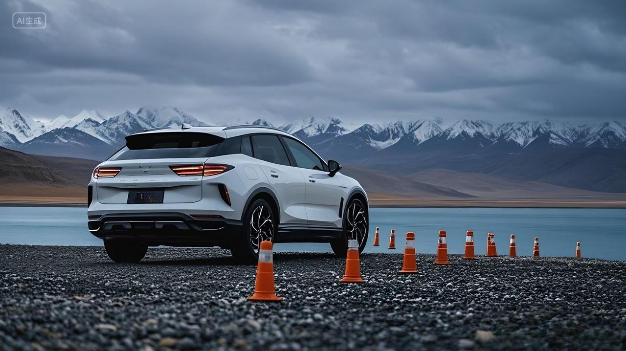 车一辆白色的SUV停在公路上