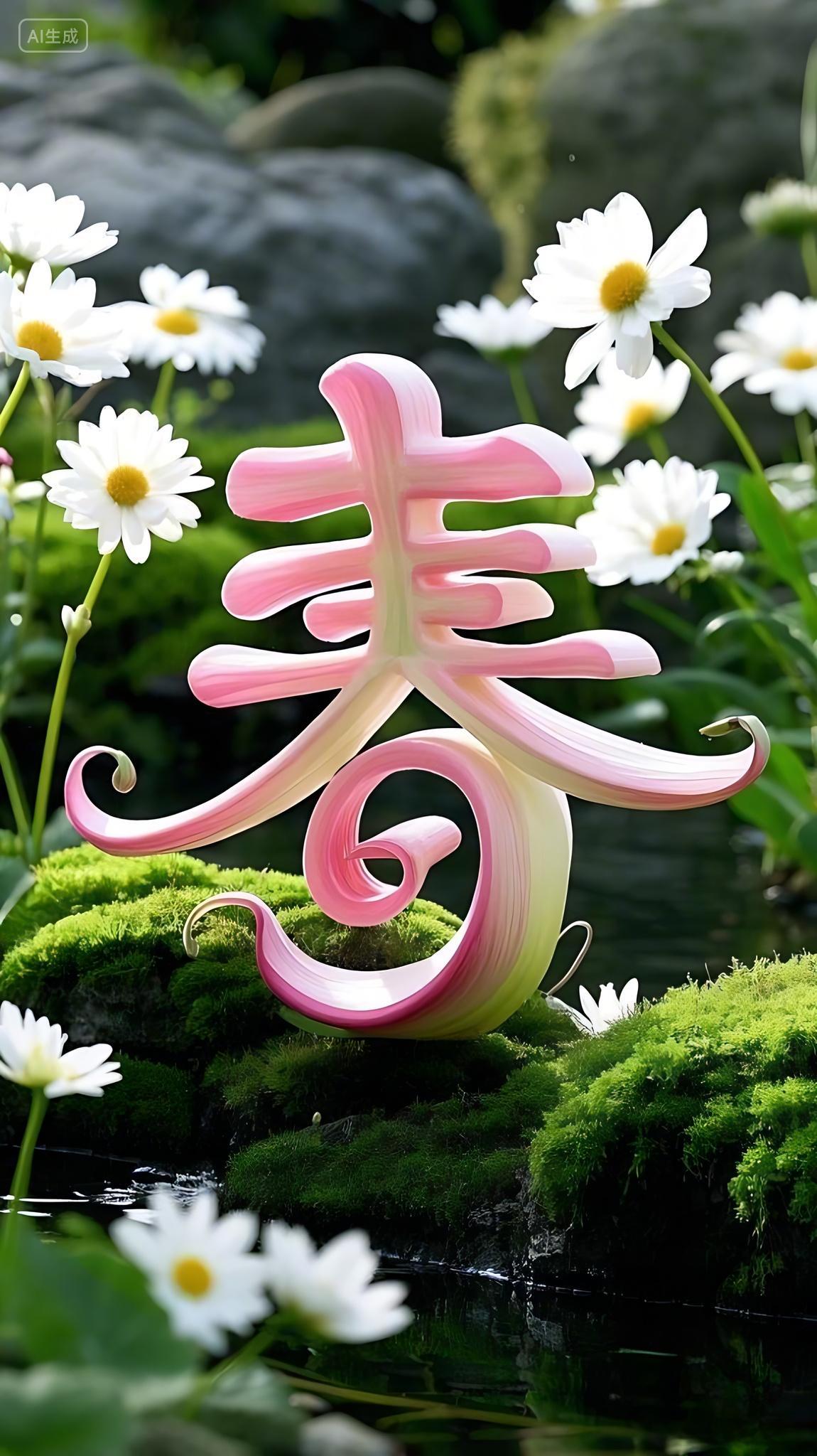 春创意字体春暖花开春天氛围背景图片