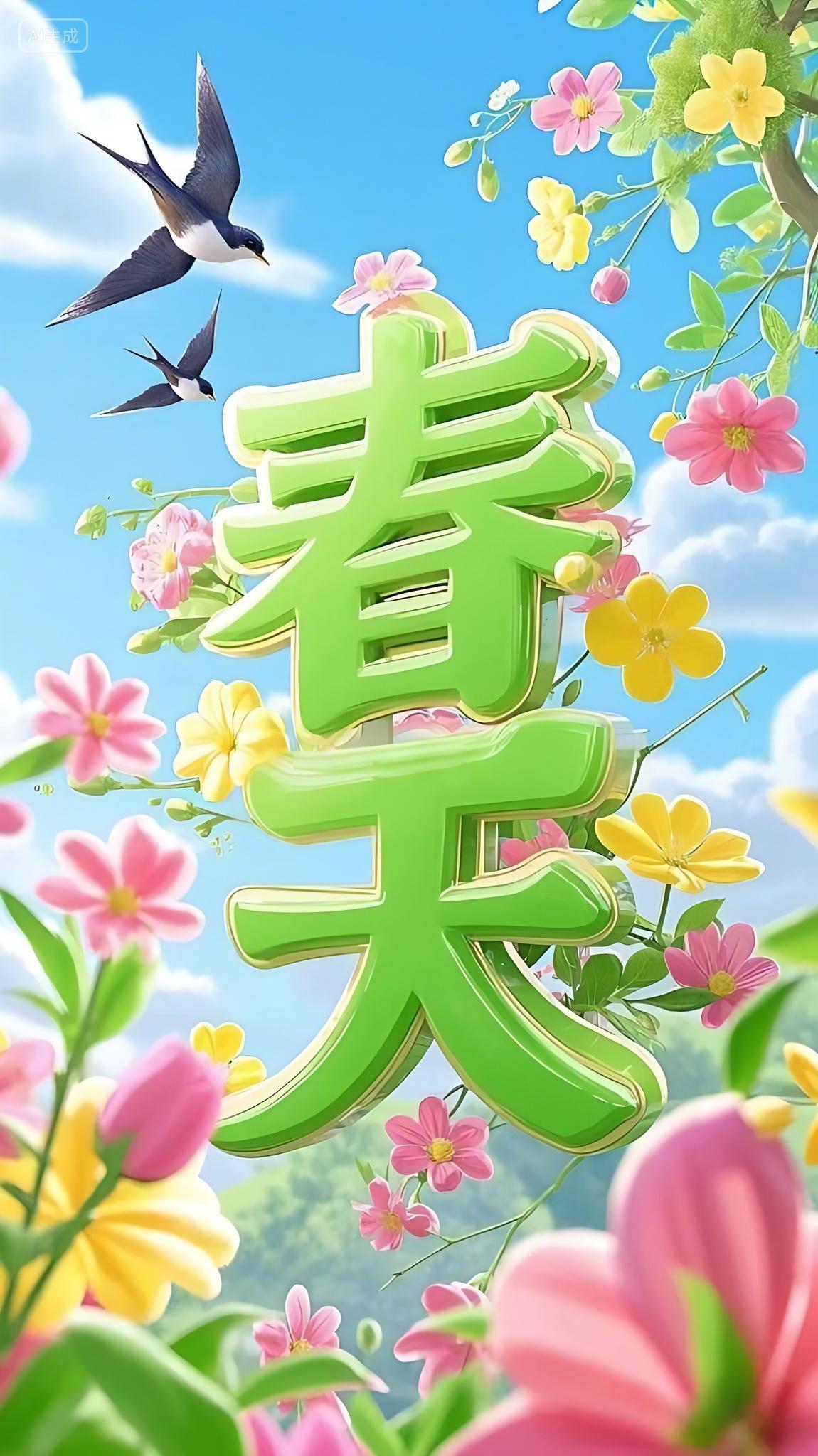 春天创意字体春暖花开春天氛围图片