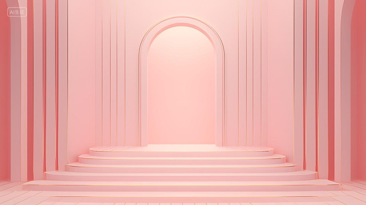 3.8妇女节电商展台粉色背景布置