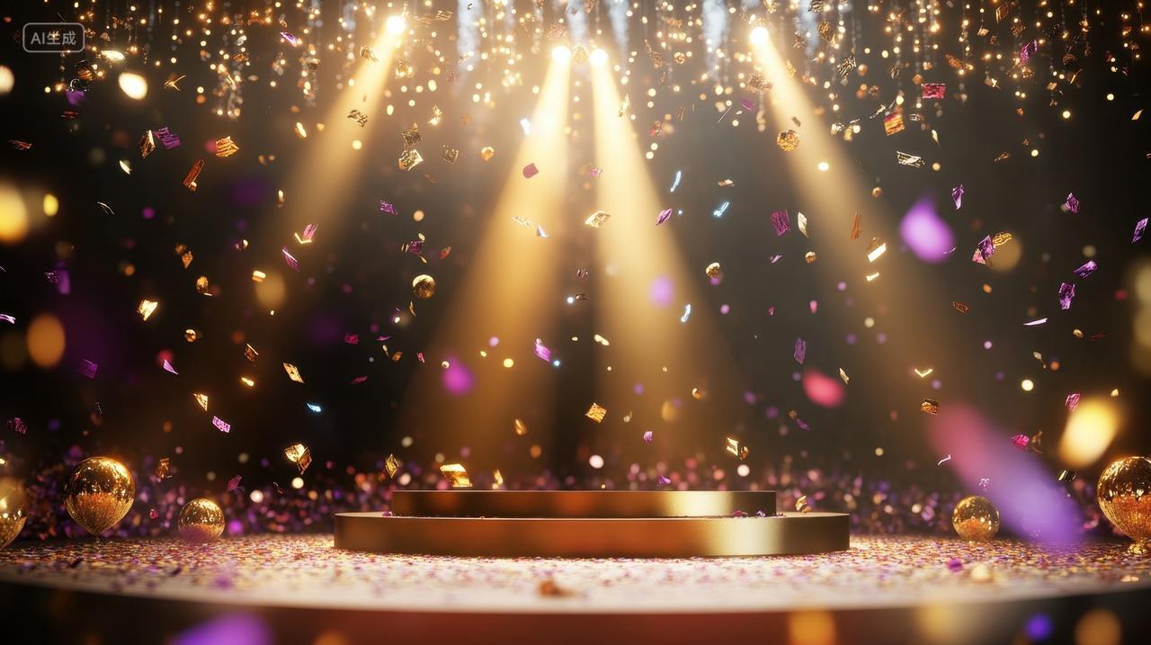 颁奖典礼荣耀时刻舞台年会场景正中央的领奖台