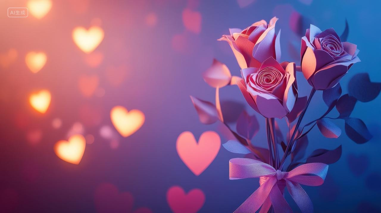 214情人节七夕节艺术折纸玫瑰花束