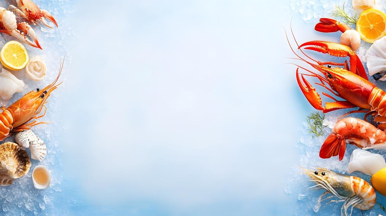 简约海产海鲜食物虾海虾龙虾背景图