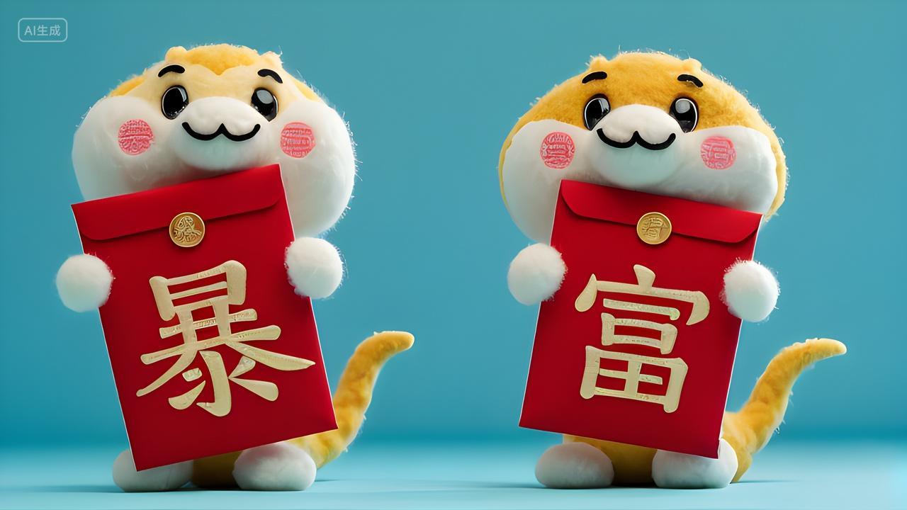 2025年蛇年新年春节暴富文字红包喜庆创意图