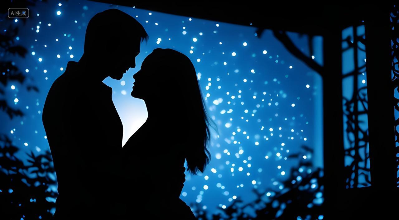 情人节人物2月14日七夕节214情人节520星空下的情侣人物剪影