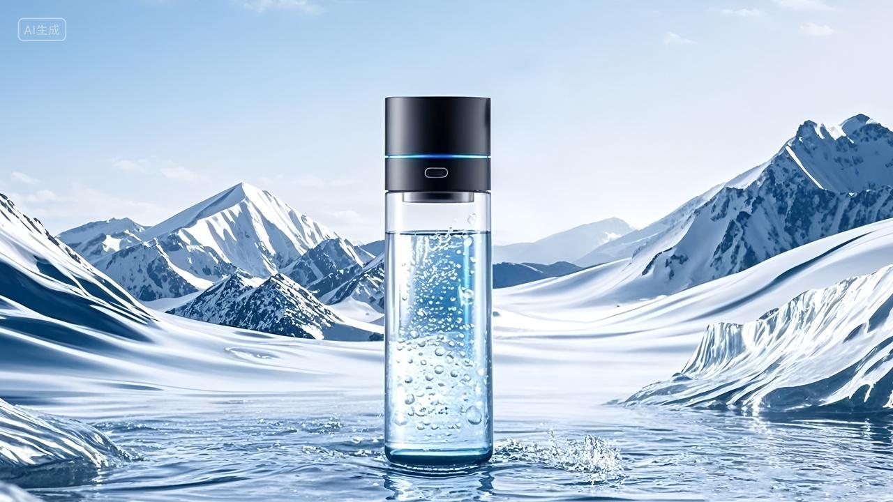 天然纯净水富氢水杯电解水雪山广告海报图片