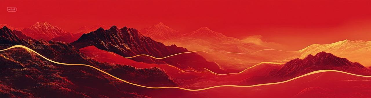 红色金色山脉党建展板企业文化企业年会公司年年会大气壮观山脉山水海报背景