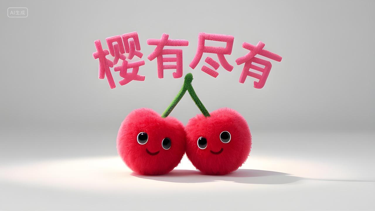 两个毛茸茸的樱桃毛绒风格樱有尽有