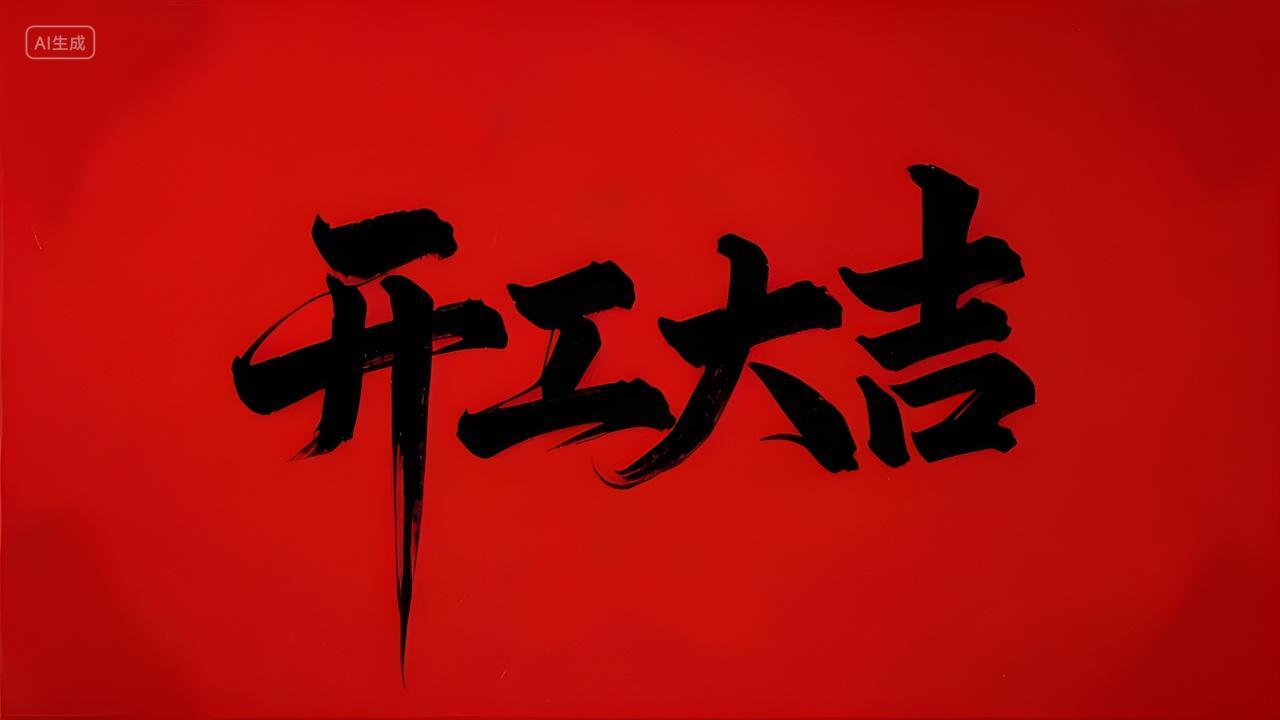 开工大吉开业大吉毛笔书法艺术字