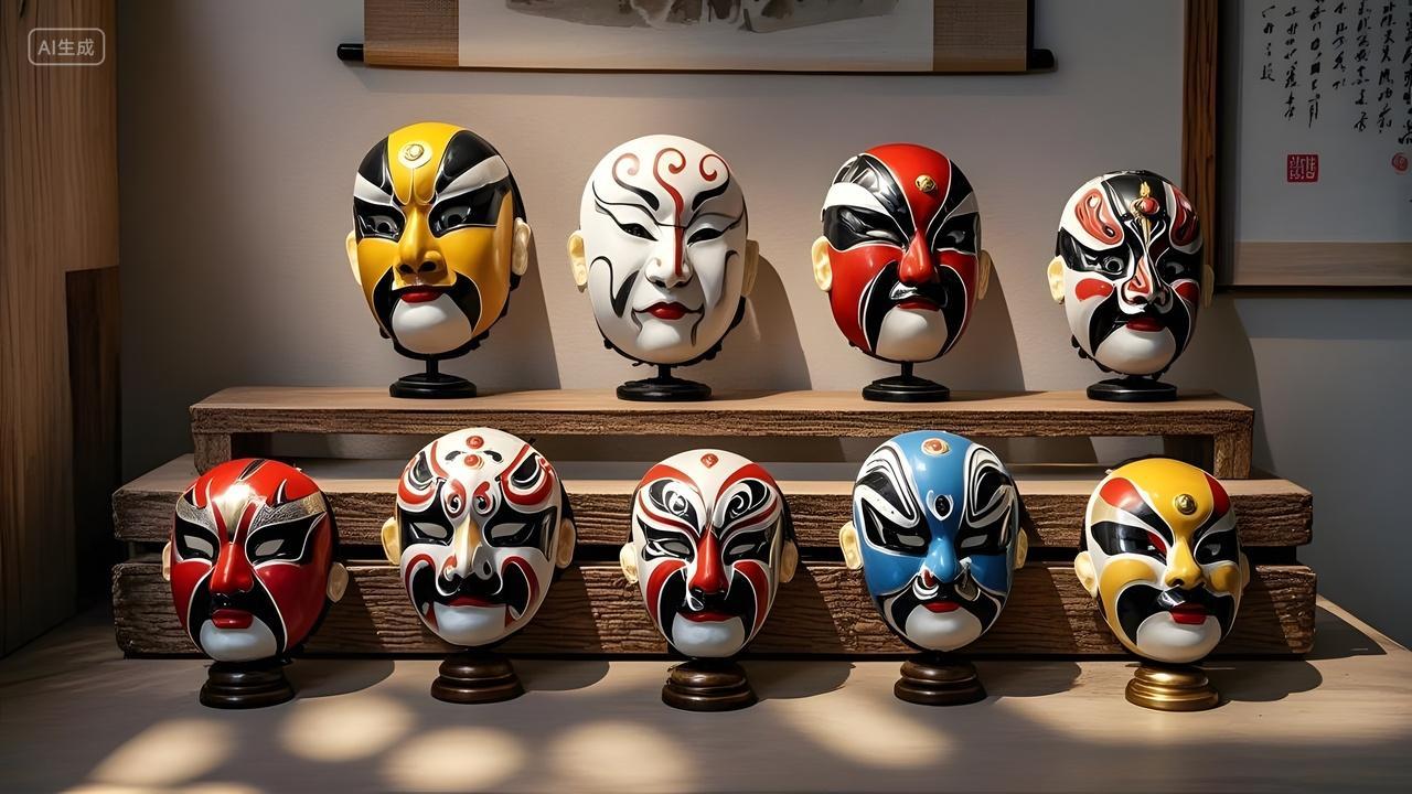 中国风戏曲脸谱博物馆陈列传统文化艺术展示图片