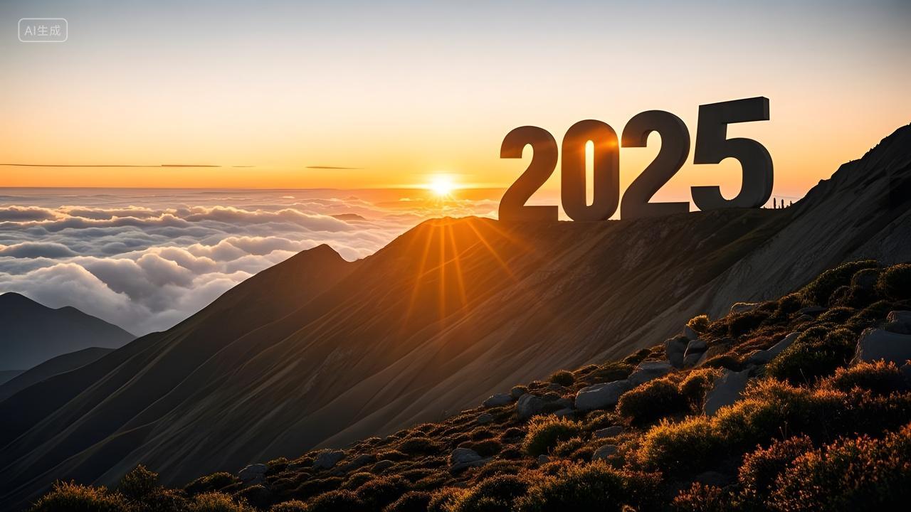 年终总结2025蛇年新年日出艺术数字艺术跨年夜元旦节倒计时图