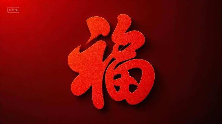 2025年蛇年春节过年红色背景新年福字艺术字图片
