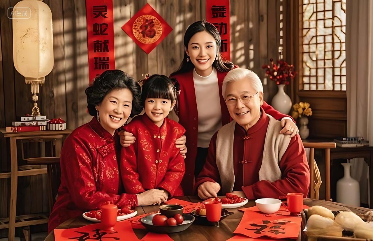 新年新春2025年过年春节人物摄影全家福新年一家人合影一家团聚人物形象新年人物素材