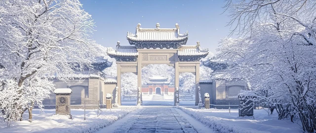 冬天白马寺雪景古建筑旅游文化景区人文风景风光图片