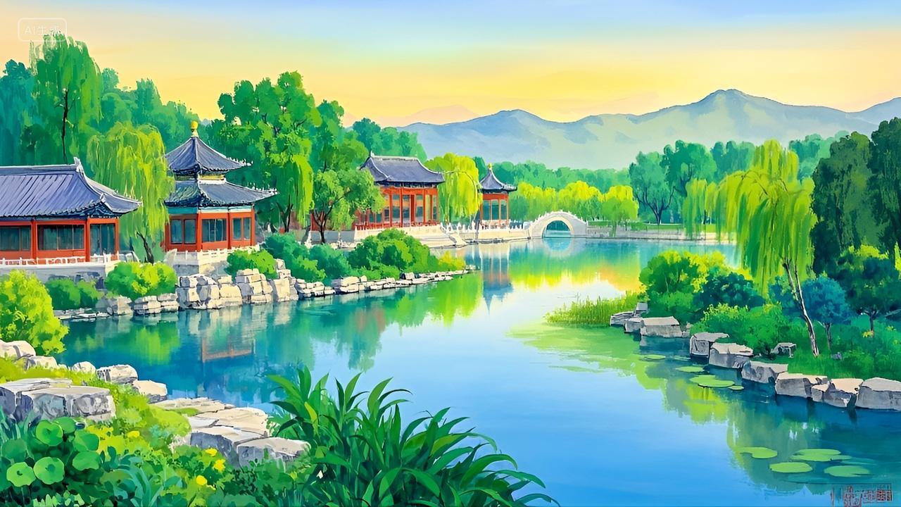 北京旅游北京皇家园林圆明园插画圆明园风景插画