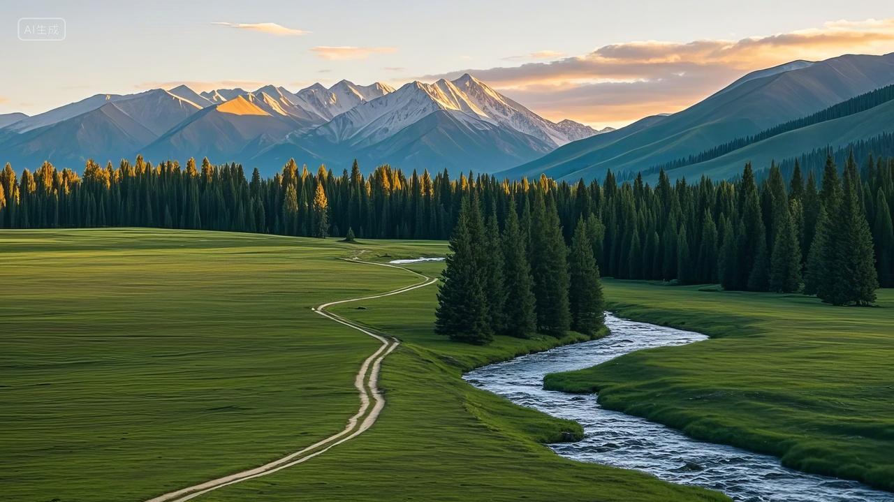 大自然风景风光电脑壁纸新疆那拉提草原河湾自然风光旅游区