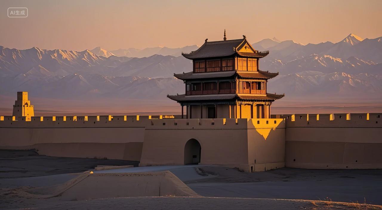 大自然风景风光电脑壁纸嘉峪关城楼落日历史文化古迹区