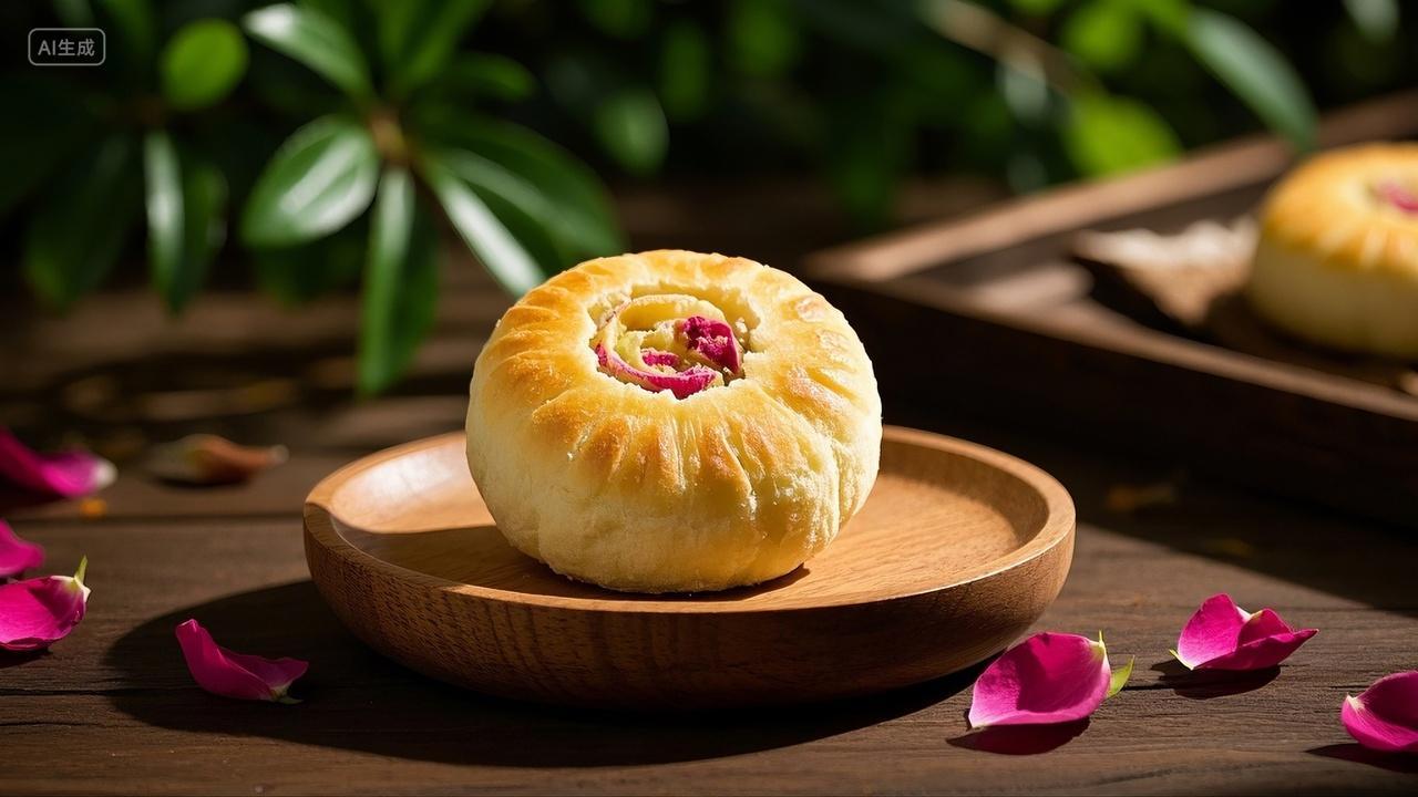 美食糕点小吃零嘴甜品早餐面包零食糕点实拍美味食品特产现烤原味鲜花饼手工玫瑰云南