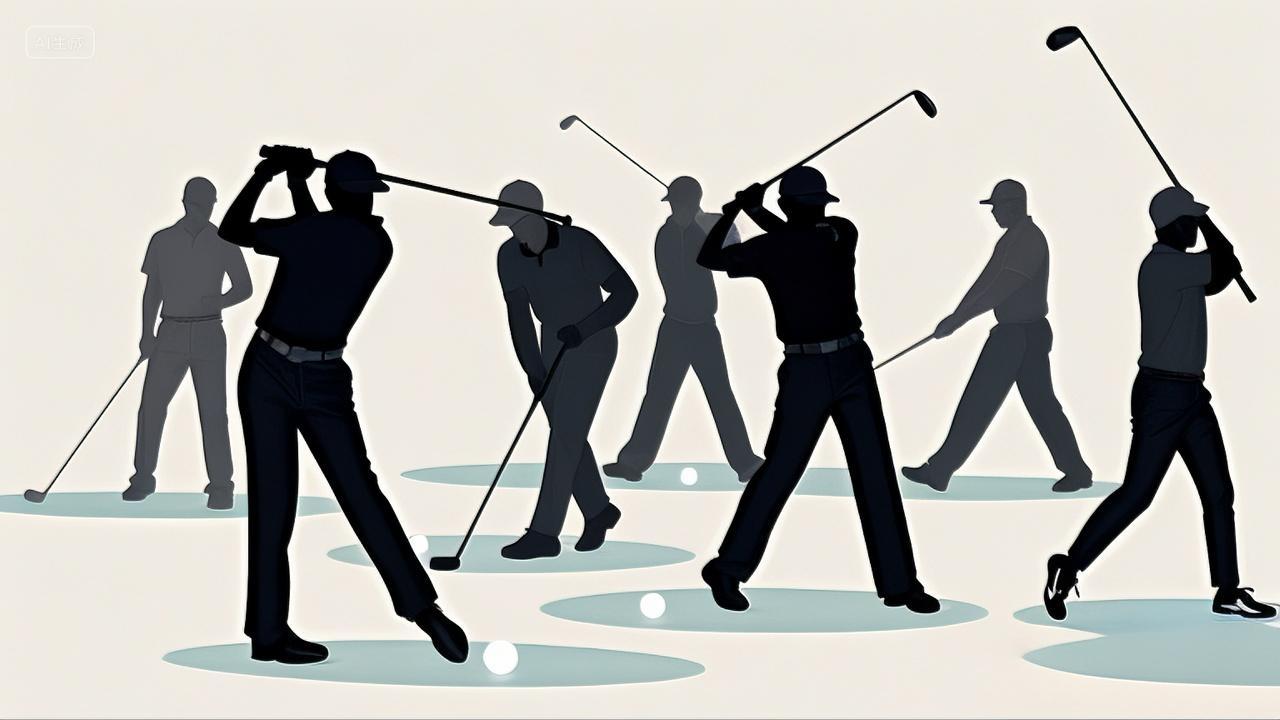 打高尔夫球动作人物剪影