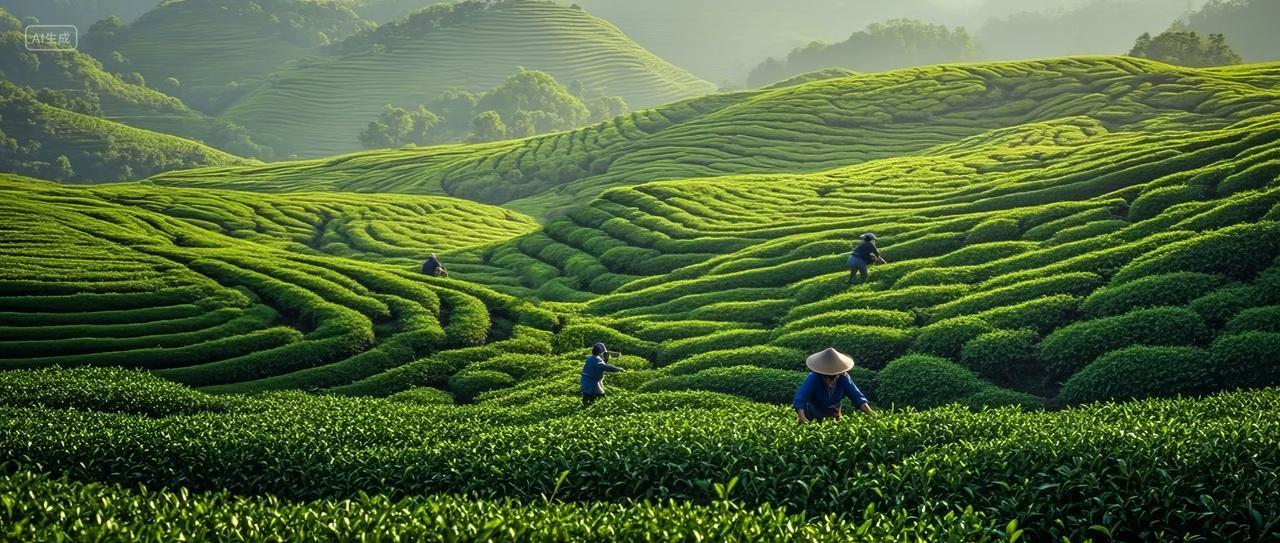 绿色茶园梯田生态农业观光基地自然风光风景美景