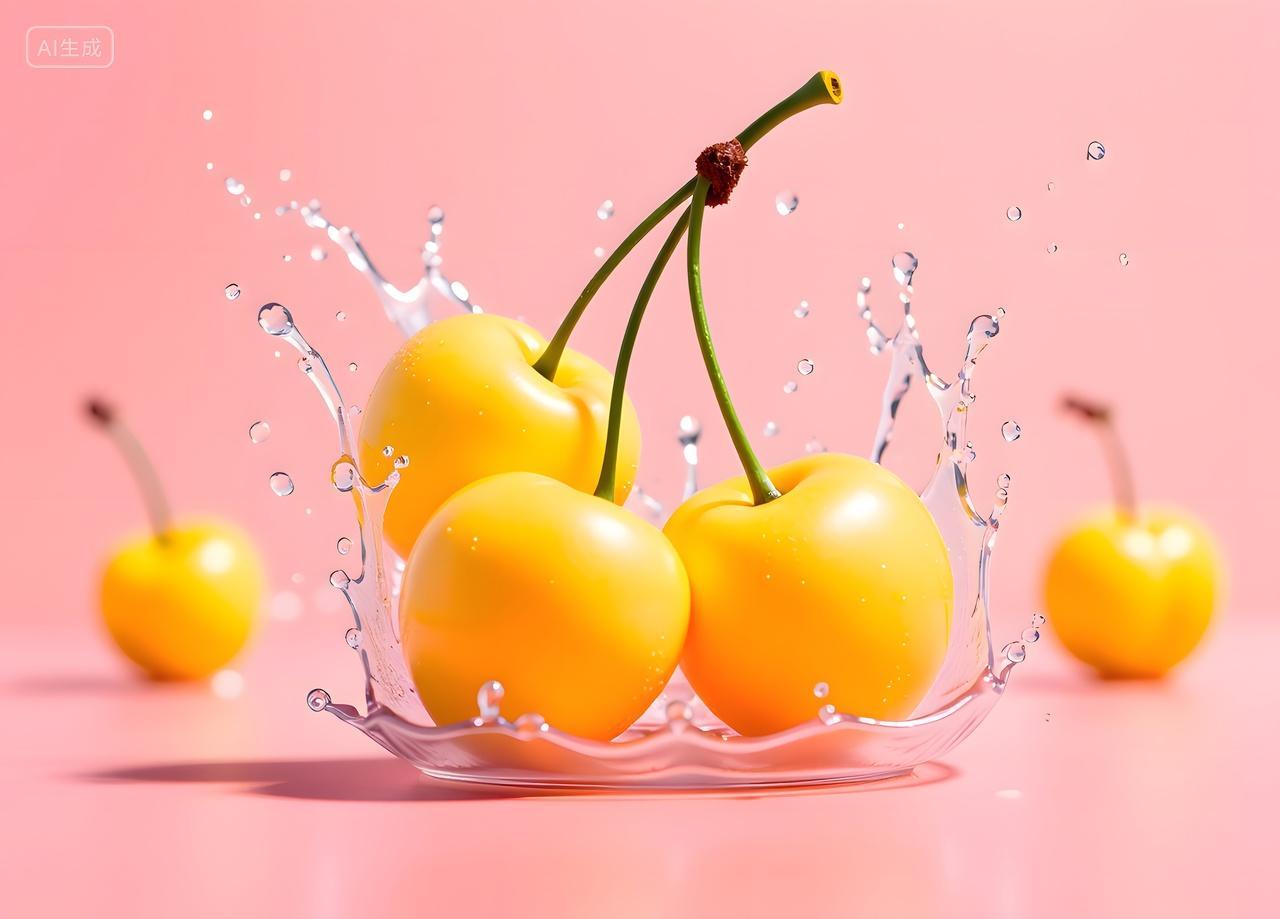 充满活力新鲜的黄樱桃当季新鲜水果水果店生鲜超市电商广告包装宣传实拍摄影图