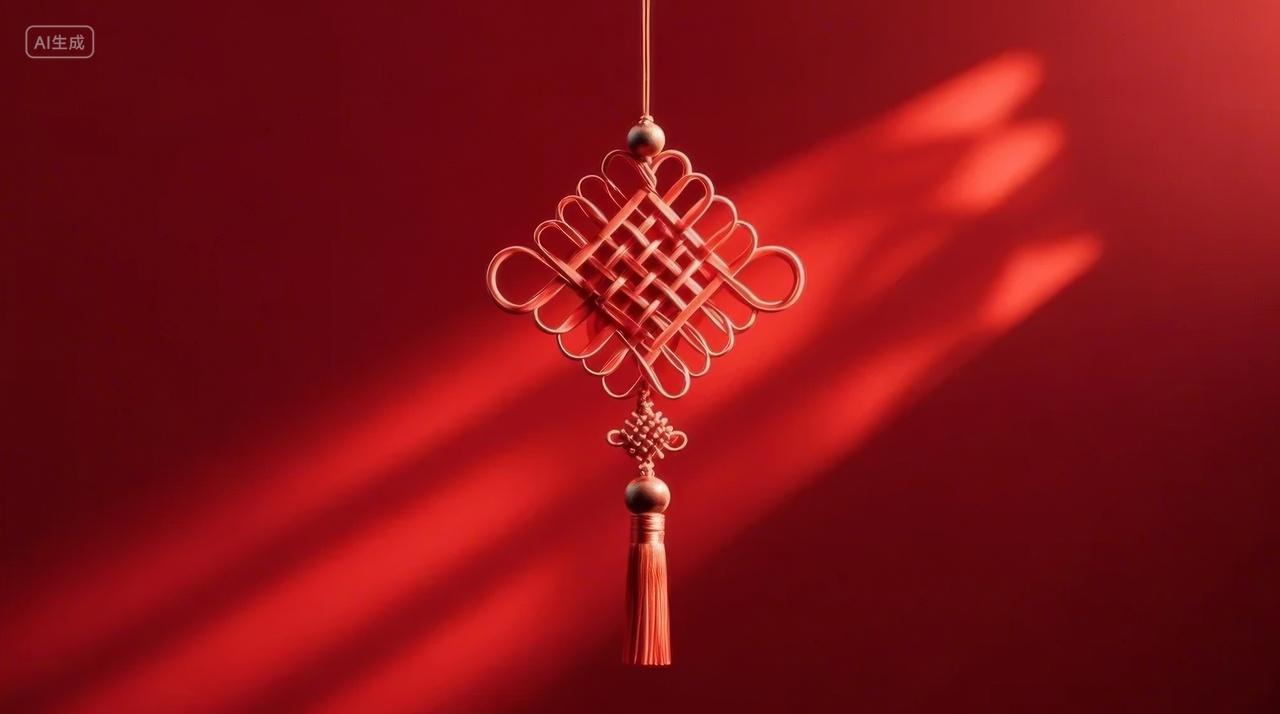 2025年年新年春节蛇年元旦节红色中国结挂饰传统手工艺术品吉祥装饰品喜庆背景图