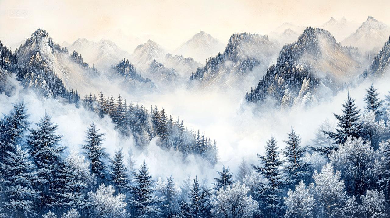 雪域山峰晨曦中的阿尔卑斯仙境风景画电脑壁纸