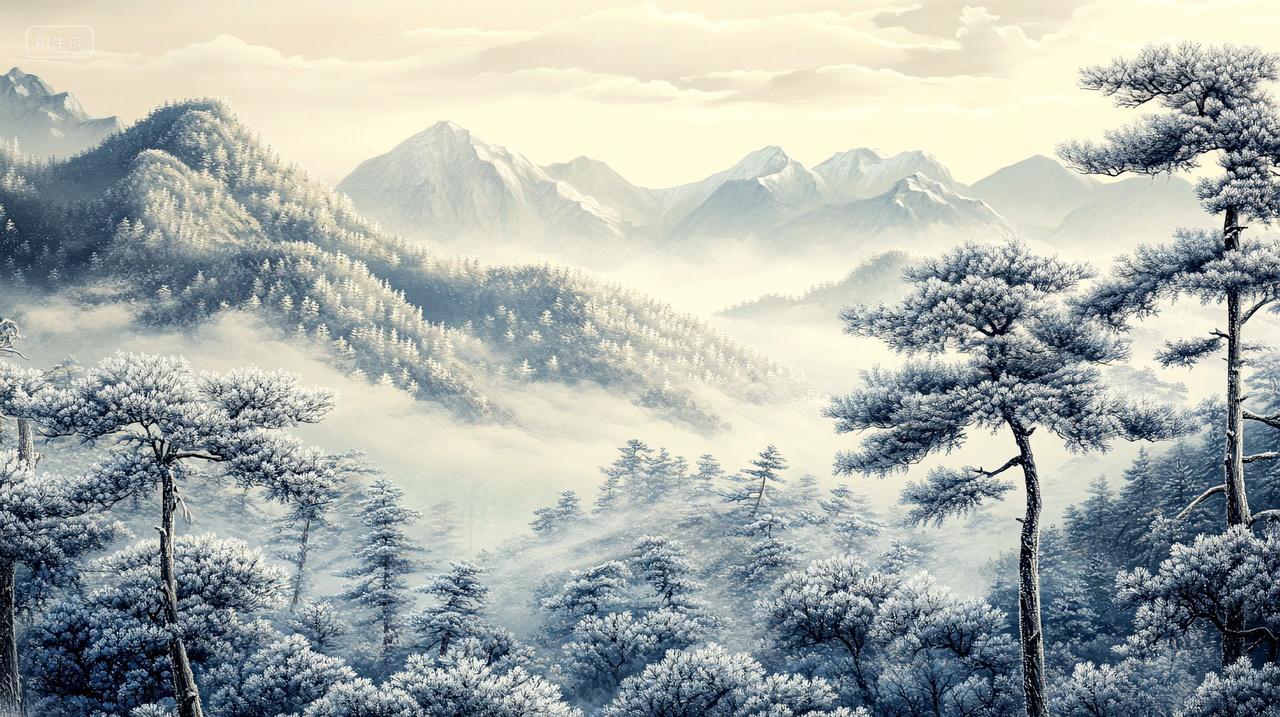 壮丽的冬季山景感受喜马拉雅山脉冬日的一份神秘与宁静