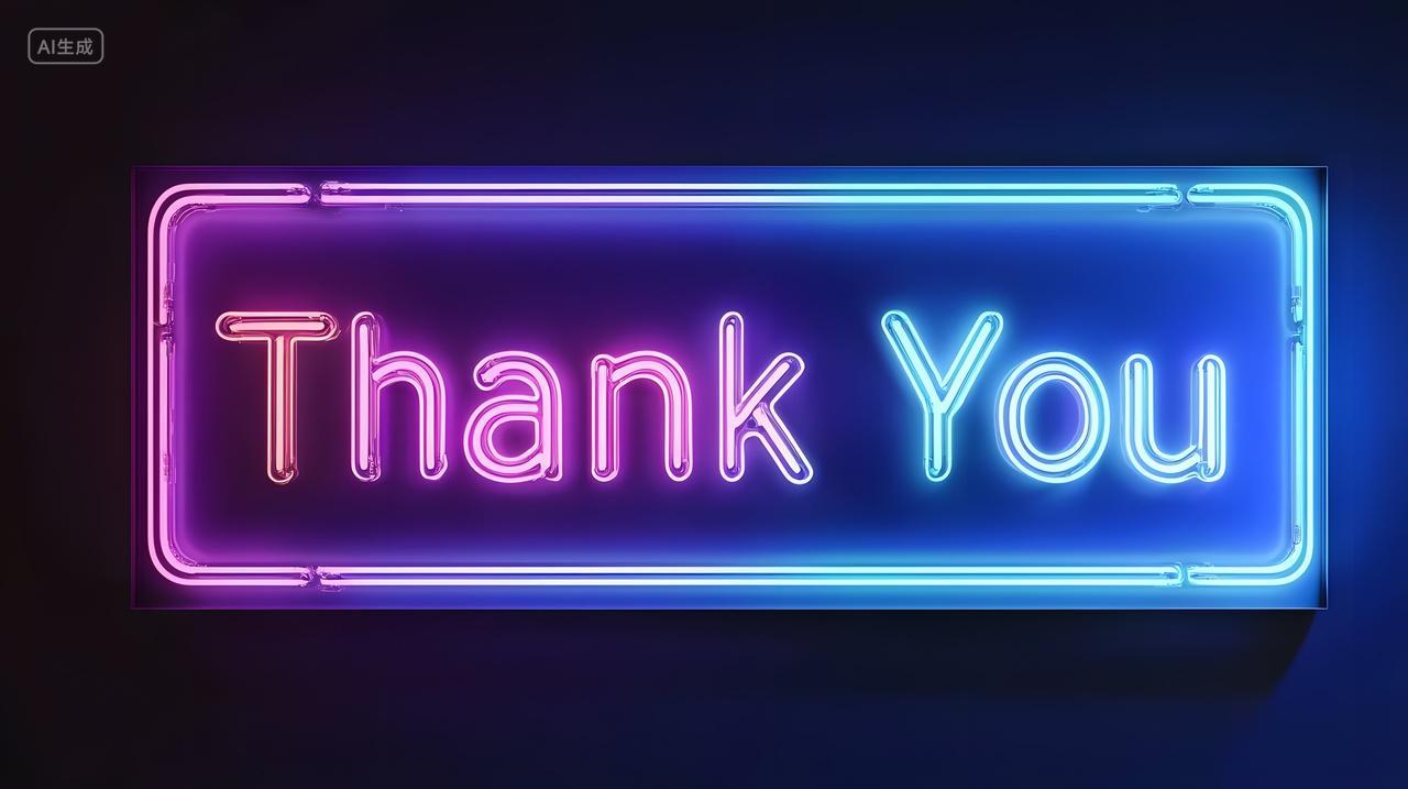 彩色霓虹灯上写着谢谢thankyou的创意图