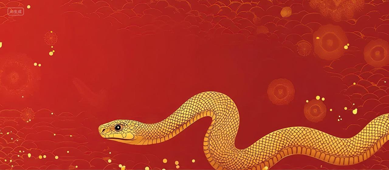 生肖卡通蛇红色春节背景