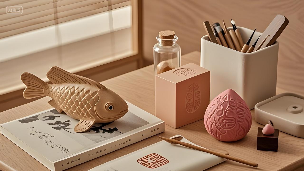 中国风传统篆刻文化传统手工艺品展示