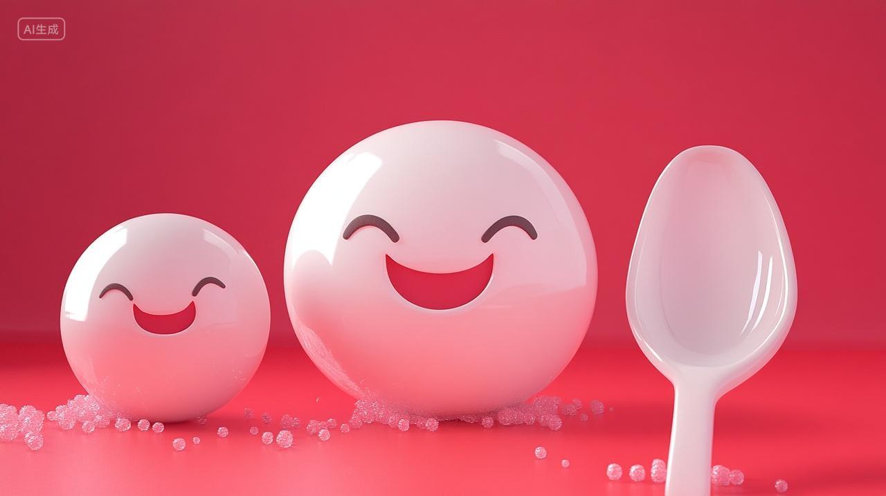 红色背景元宵节Q弹汤圆可爱笑着红色背景喜庆元旦新年插画