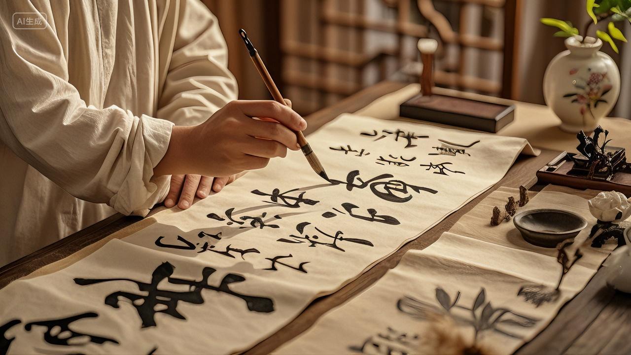 中国风写毛笔字书法传统文化