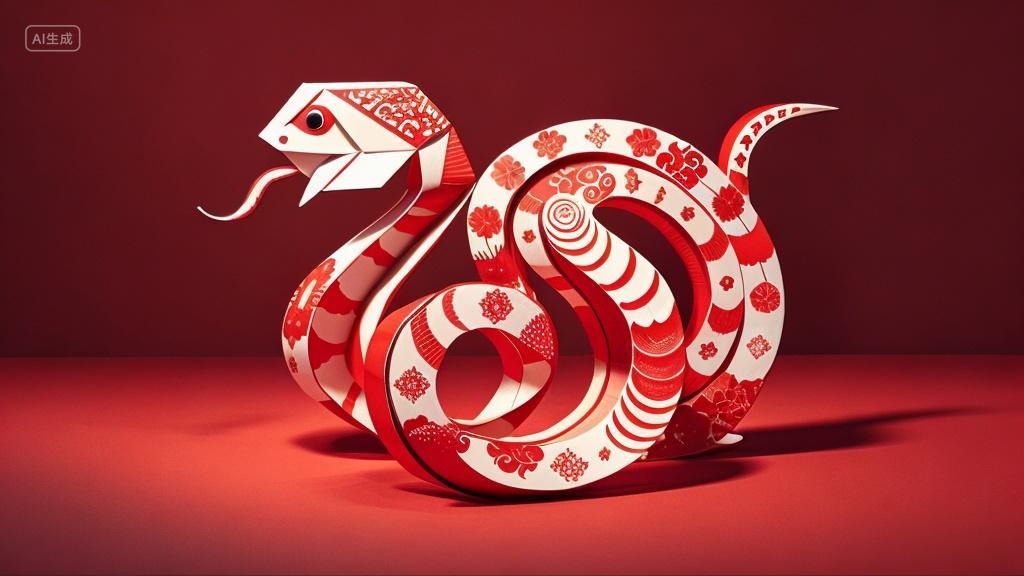 2025年蛇年剪纸蛇插画