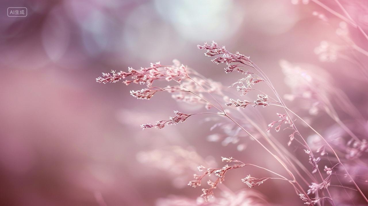 山水一株粉红花背景促销页极简自然光平静安宁简单渐变背景图电脑壁纸