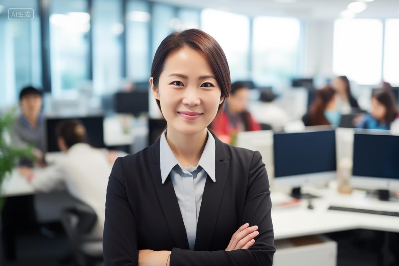 职场女性办公室商务白领笑容团队合作