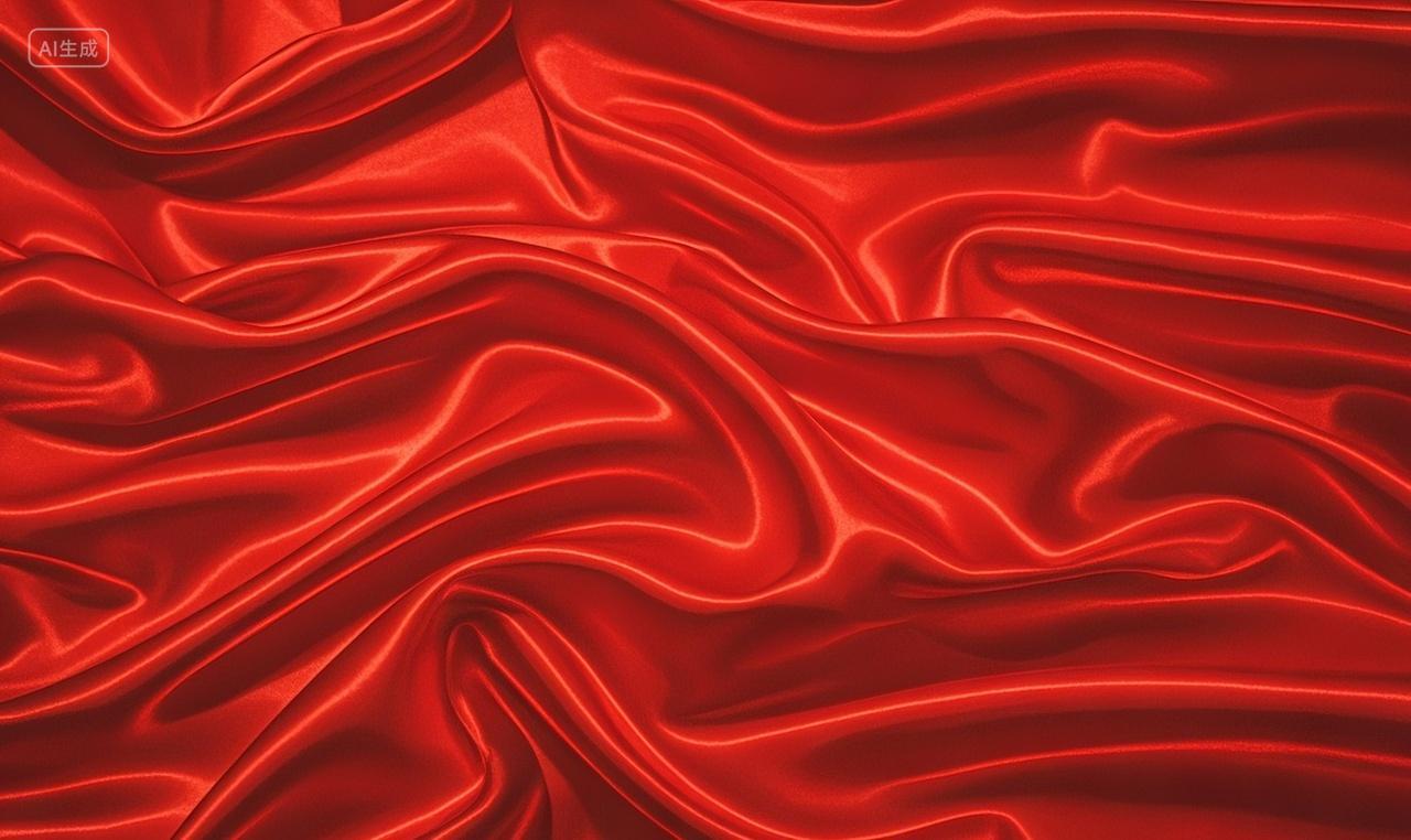 红色褶皱丝绸丝巾背景图红色喜庆氛围元旦