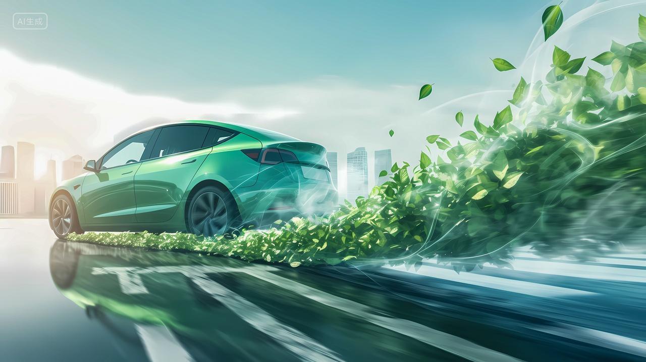 绿色出行电动汽车背景