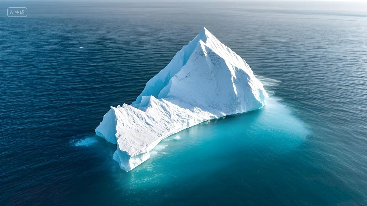 大海中央漂泊的冰山风景摄影照片
