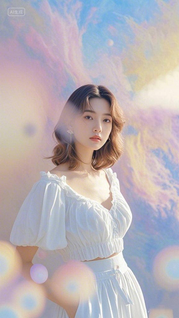 梦幻的女孩时尚色彩年轻女孩模特人物时尚写真大片实拍摄影图