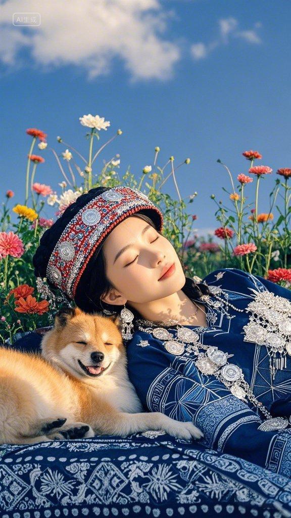 温馨的阳光和美丽的少数民族女孩人物