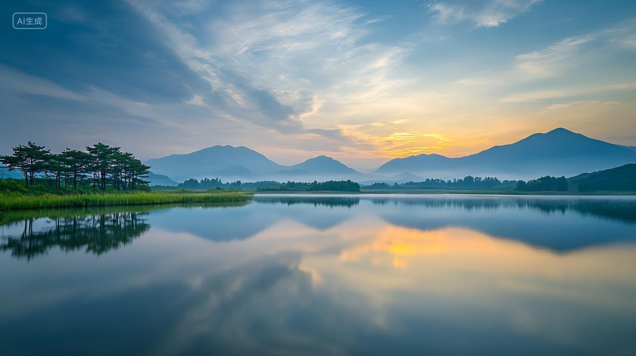 自然风光风景迷人的夕阳下山水自然风景背景图电脑壁纸