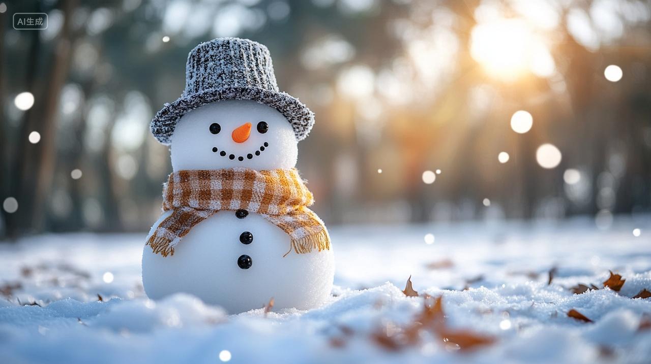 冬天雪天在户外堆雪人小雪大雪冬至唯美风景背景图电脑壁纸