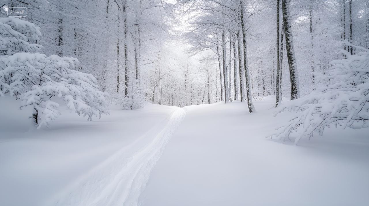 银装素裹的森林雪天