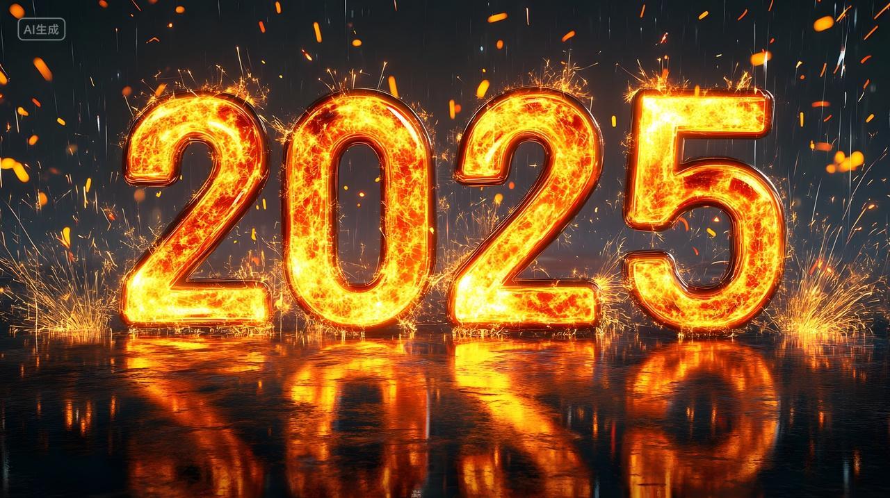 元旦节2025蛇年炽热火焰数字新年创意图