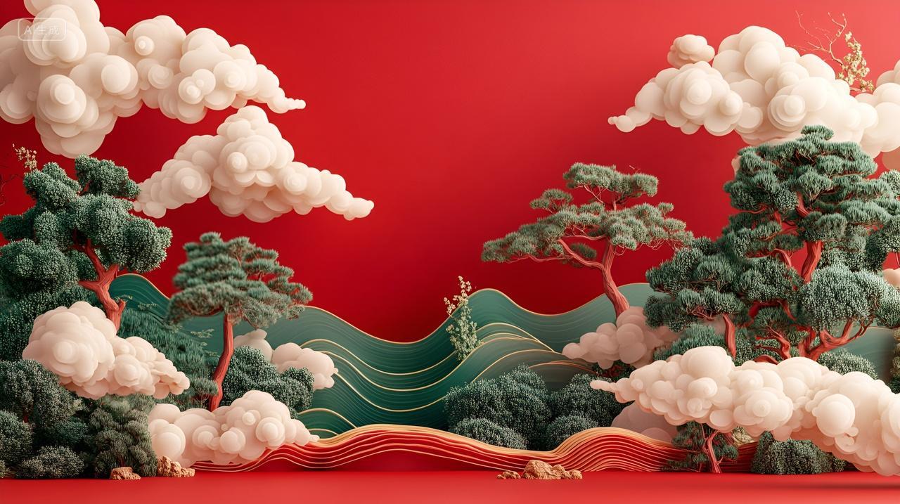 自然中国风精美的浮雕山水艺术文化